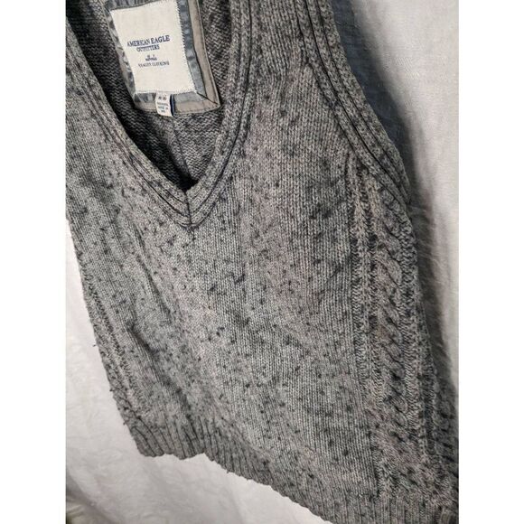 American Eagle Wool Blend Sweater Vest Gray M Medium - Picture 4 of 7